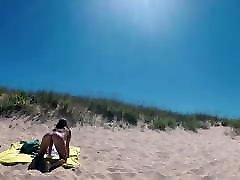 TRAVEL NUDE - honeymoon fat girl on a public beach Doninos Spain