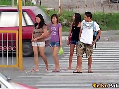 Voyeur picks up pretty Filipina girl and fucks her mouth and pussy
