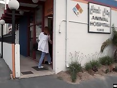 Wondrous nympho in black stockings Pepper Hart is brutally pounded missionary