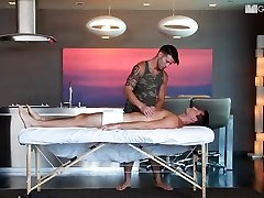 Ryan Pitt invites Casey Everett over to massage his giant cock and to penetrate his fit, tight ass.