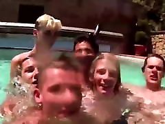 Twink groups sex by the pool