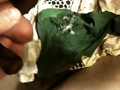 my Ex&039;s green panties getting cummed on nicely