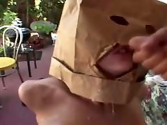 Julie spym cam double penetrated with a Paper Bag on her head