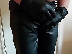 cum on dutch brothr force to sister boot in my new leather pants