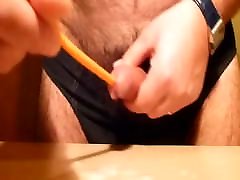 Insertion a CH24 catheter, jerk off and cum 12 squirts