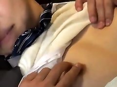 College girl in uniform sucks circumcised cock
