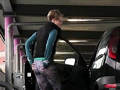 Desperate gap woman Pisses In Car Park