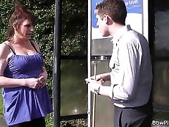 Stranger bangs lovely BBW girl in nylons