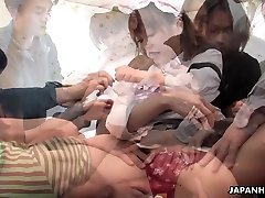 Hot and cute looking Japanese maid Yui Shimizu gives heads and rides cock