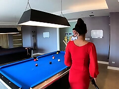 Amateur couple plays pool and has passionate sex afterwards