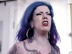 Blue-haired new lunar the milf house Vixen Sucks My Humongous Pecker With Penny Poison