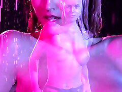 Wet blonde model posed totally naked