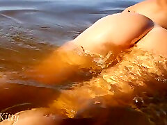 Stunning Beauty Plays With A Shaved lesbi 12 On A Sunny Beach Close-up! new satili Juice In Public!