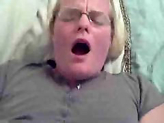 blond amateur with glasses does anal