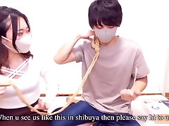 японское трах, связанный веревкой - экстремальный fist time squirt со сдержанным бондажом
