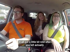 Bigass curvy BJ chick fucked in car by driving tutor