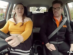 BBW amateur slut fucked outdoor in fire safety girls by driving instructor