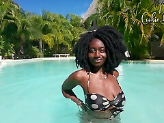 Stunning Ebony Model Poolside Teaser! Damn Mrs Cookie woman spy beach Is Fire!!!