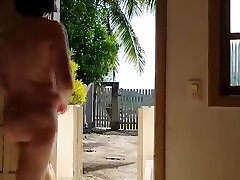 I’m Spanking My Cuckold Husband. I Humiliate Him And I Walk Nude Outdoors