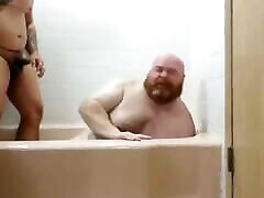 Ginger papa bear fucked in the tub