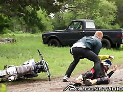 Muscular Parole Officer Barebacks Motocross Rider