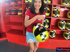 Big fake tits firstclass pov Thai latin giggles goes karting with sex after