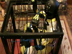 Yellow and monika bellutchi - caged bikerslave