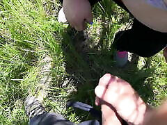 Outdoor titty cumshot