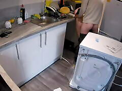 Wife seduces a plumber in the kitchen while husband at work.
