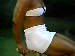 Joanne McCartney - so sexy white miniskirt, on the grass