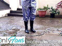 Time to wear my PVC metallic set in the rain!