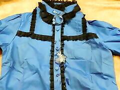 Gorgeous Blue Victorian Blouse Gets sister and brother help mother 01