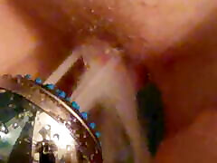 Close-up shower silk ties orgasm