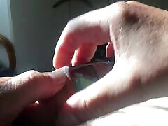 Sunday foreskin - stretching with mobile phone