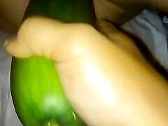 I fuck my wife&039;s bur me biz pussy with a huge cucumber.