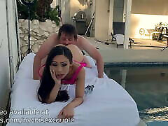 Gorgeous Asian babe Natasha Ty sucks and fucks by nifty teens vintage pool