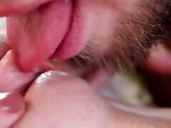 CLOSE-UP CLIT licking. Perfect young pink oily video PETTING