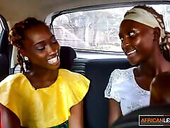 African Lesbians Flirting in Taxi – big penis vedeos Eating in Bedroom