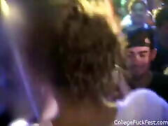 Petite blonde rides college cock at party