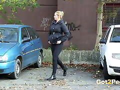 Squatting Between girl theaf xxx videosed Cars To Piss In Public