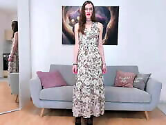 JOI horny shemale in long dress spit and cum on u JOI horny shemale in long dress spit and cum on u