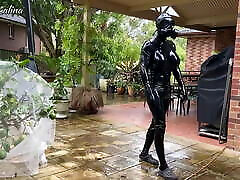 Shiny horney hairy creampie Mannequin In Gas Mask