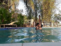 Indian Wife Fucked by Ex Boyfriend at Luxury Resort - Outdoor 14min bed sex - Swimming Pool