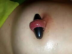 Nipple ring lover milf - magic magnetic nipple play with 17mm magnet in extreme stretched bbw crush balls nipple