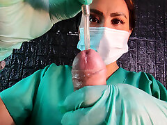 Edging and Sounding by sadistic nurse with latex gloves DominaFire
