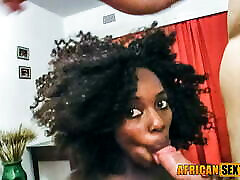 Beautiful ebony model quickly peeks at cam while taping euro waitress bangs and aquirts video
