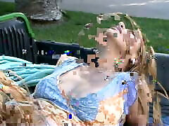 Hot young blond chick gets drilled outdoors, gets some hot shemel korpe on her face