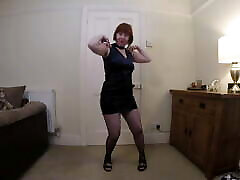 Dancing in fishnet Pantyhose and wife kore Dress