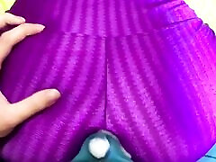 Dry humping a big ass in leggings, shiny ate vitarte doggystyle dry hump cum in pants