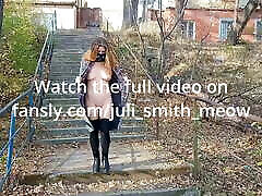 Horny female in a coat flashes tits and teens man maroc in the neighborhood